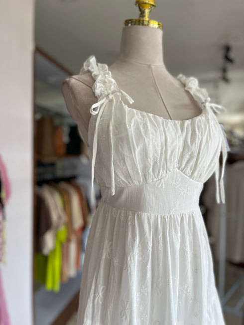 Summer Ruched Tie Up Strap Long Tiered Dresses